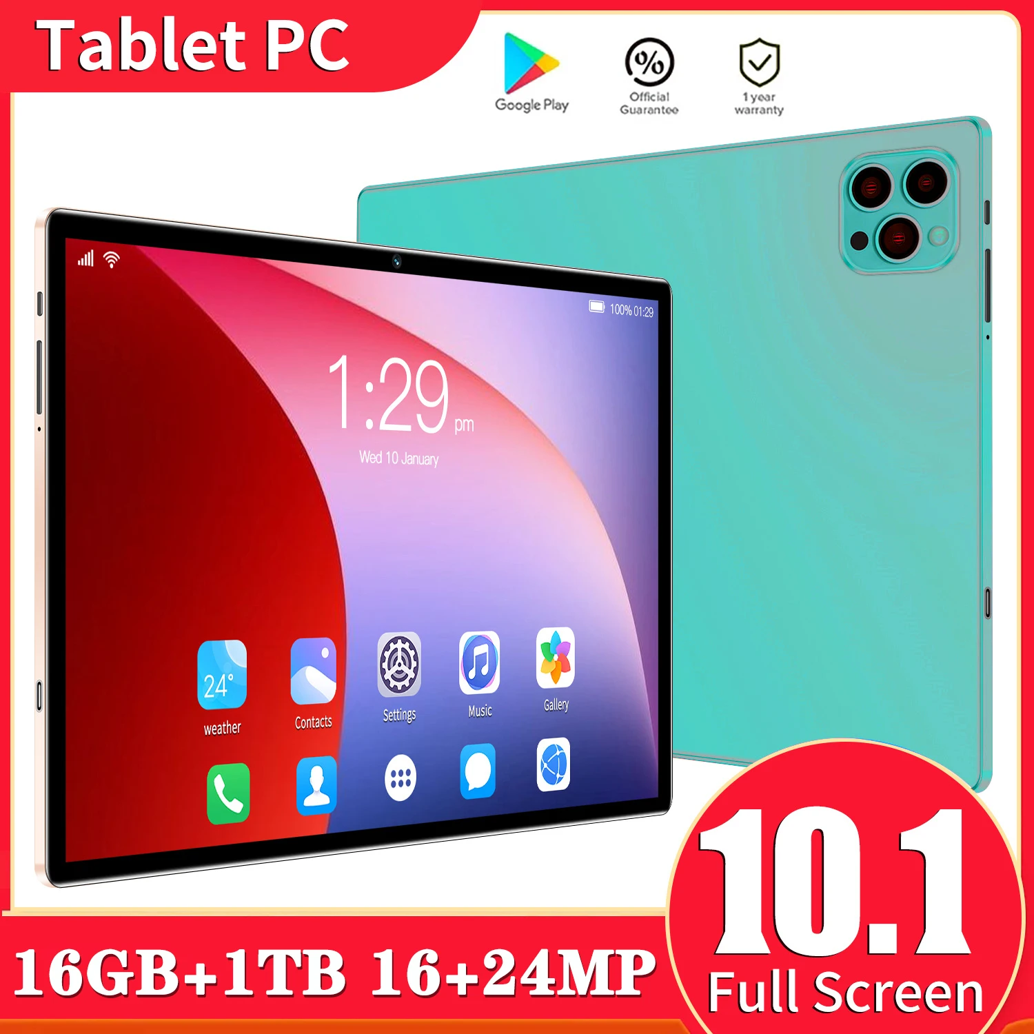 

2023 5G's new global version 10.1 -inch tablet computer Android 16GB RAM 1TB ROM Bluetooth keyboard Android 13.0 8 -Core wifi