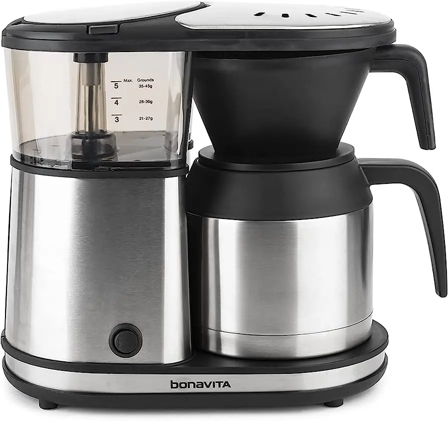 

SUPER 100% Bonavita 5 Cup Coffee Maker With Thermal Carafe One-Touch Pour Over Brewing BV1500TS, Stainless Steel.