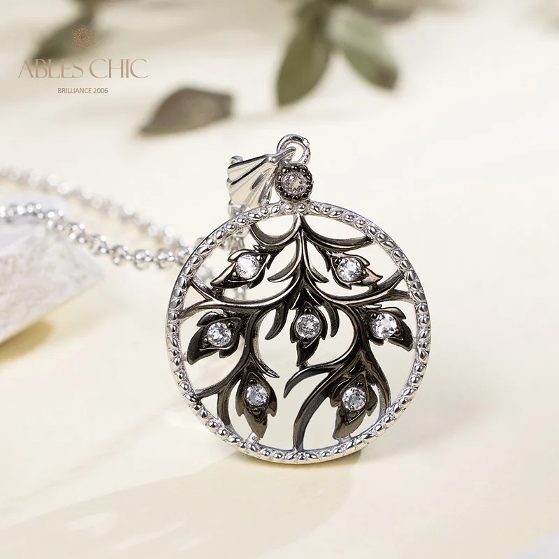 

Solid Silver Tree of Life Pendant Gold Tone Rose Buds Floral Necklace C11N3S26192