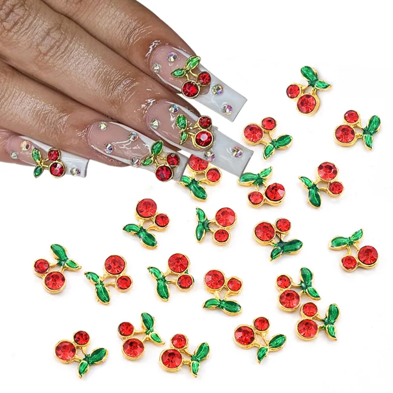 

30pcs Cherry Alloy Nails Art Rhinestones 3D Crystal Diamonds Decorations Nail Charms Nail Jewelry Gems Nail Manicure Tips Access