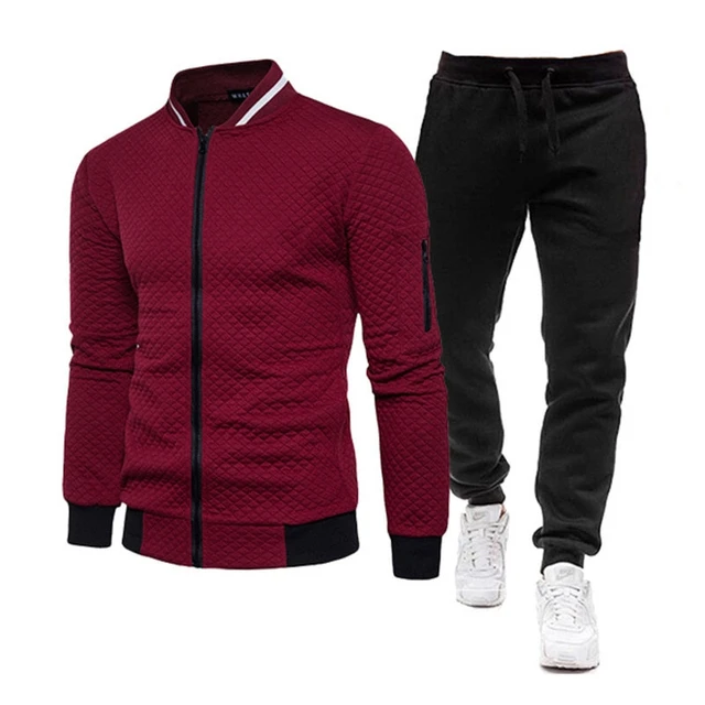 Mens Casual Tracksuits Sportswear Jackets + Pants Two Piece Sets Male Fashion Solid Jogging Suit Men Outfits Gym Clothes Fitness 2