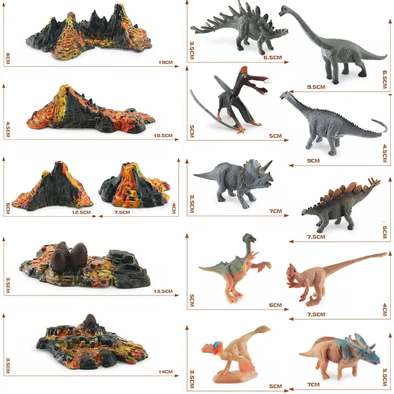 Маленький динозавр Юрского периода набор вулканов T Rex Triceratops Pterosaur Mosasaurus фигурки