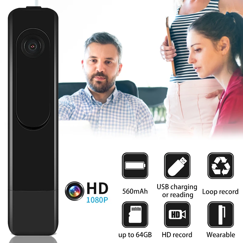 Мини-камера HD 1080P, портативная аккумуляторная камера, микро цифровая Экшн-камера, видеорегистратор, конференц-камера, запись одним нажатием