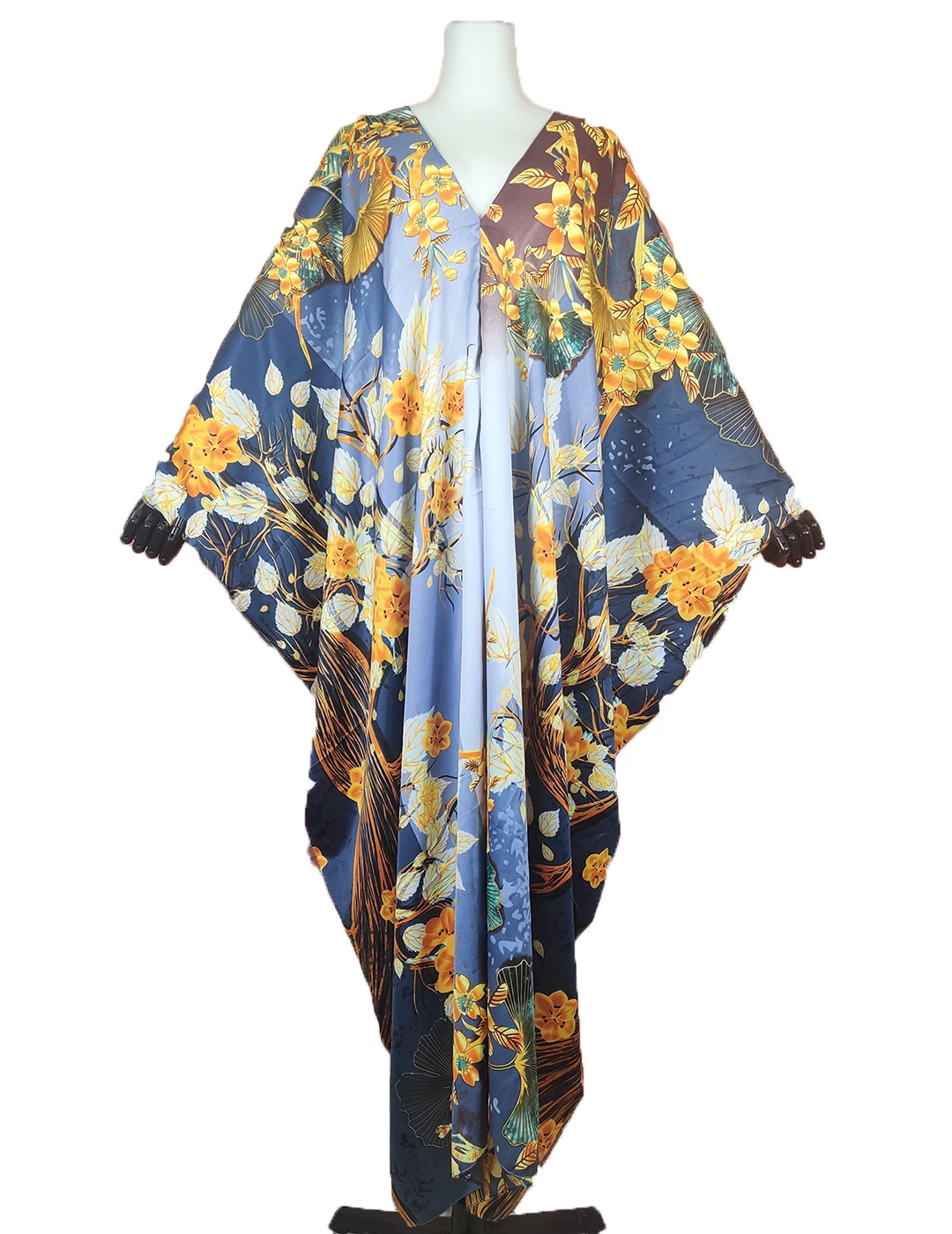 

New Women Casual Printed Split Joint V-Neck Straight Dress Oversize African Lady Summer Loose Kaftan Dress For Holiday