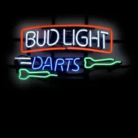 Neon Sign Bud Light Darts Hanging Neon Bulb Sign Anime Game Room Inside Wall sign Art Vintage Neon Beer Club Fill Gas Glass Lamp