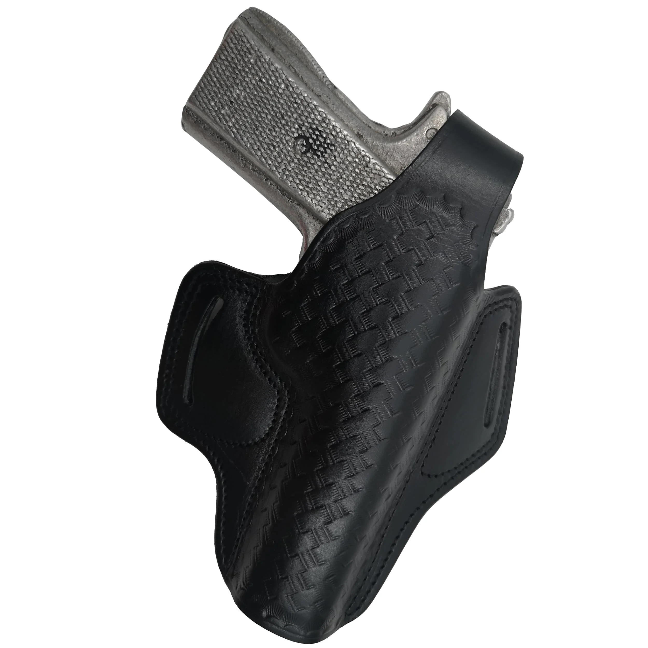 

Walther P99 Compatible Real Leather Unique Holster Two Carrying Slot Thumb Release Cross Draw OWB Gun Pouch Black