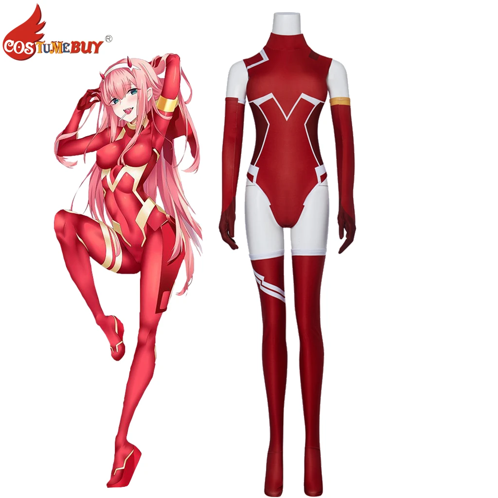 Darling In The Franxx Anime Zero Two Cosplay Costume,Partner Killer Red Bodysuit Sexy Tights Adult Jumpsuit Halloween Outfits