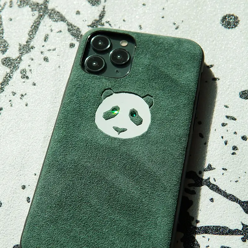 

Роскошный кожаный чехол для iPhone 13 12 Mini 11 Pro Max с изображением панды алькантары со стразами драгоценными камнями и драгоценными камнями