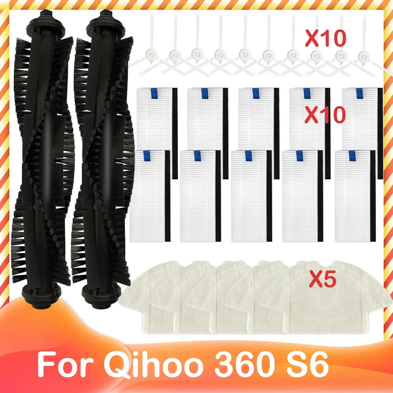 For Qihoo 360 S6 Robot Vacuum Main Brush Side Brush Roller Hepa Filter Mop Rag Cloth Replacement Cleaner Accessories Parts