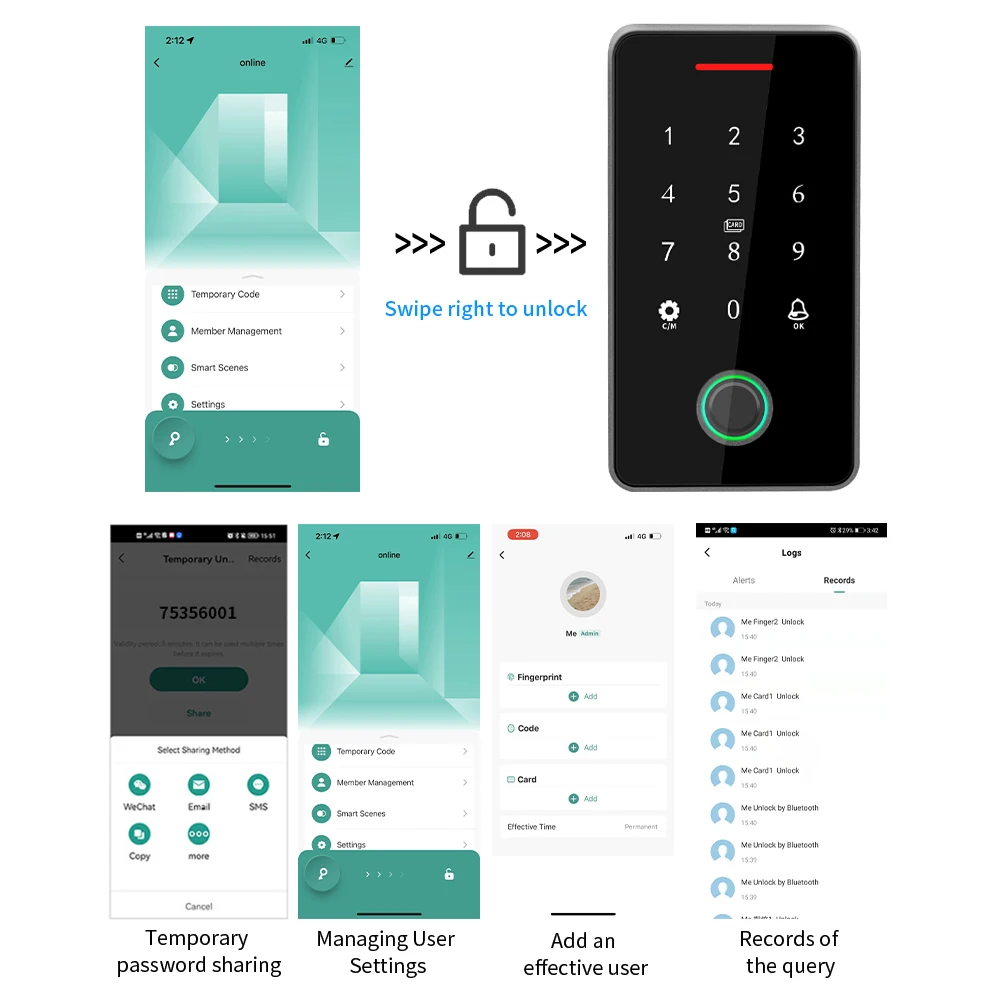 Управление доступом по RFID-карте Bluetooth управление через приложение Tuya подсветка 13