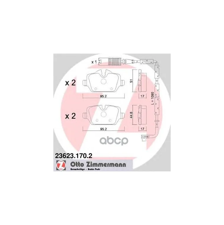 23623.170.2_Колодки Дисковые Задн. 95X45x17 Bmw E81/E87/E90 1.6I-2.0I/1.6D/1.8D 04 Mini Cooper 1. Zimmermann арт. 236231702