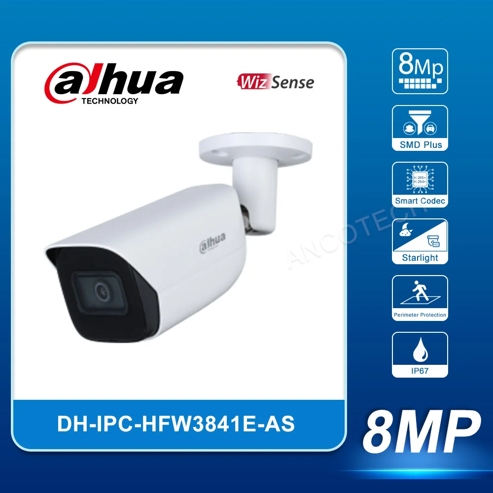 

Dahua IPC-HFW3841E-AS 8MP IR фиксированная фокусная цилиндрическая сетевая камера WizSense Обнаружение движения