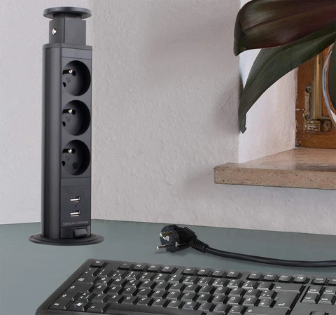 Anssin выдвижная розетка с USB портом