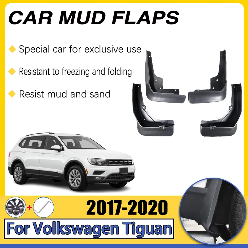 

4 шт. автомобильные брызговики для Volkswagen VW Tiguan 5N 2017-2020 MK2 Allspace, брызговики, переднее и заднее крыло, автомобильные аксессуары