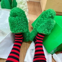 wholesale 2022 autumn new flat bottom thick bottom indoor outside wear slippers womens solid color plush slippers