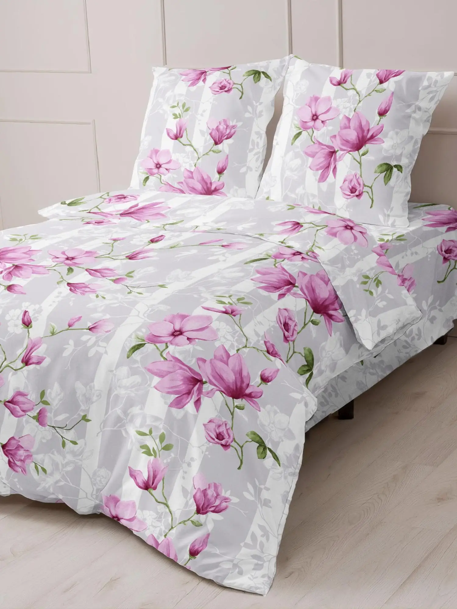 КПБ Бязь Постельное белье из Шуйской бязи - Цветы на сером 9854-2 Размер: 1 5 спальное