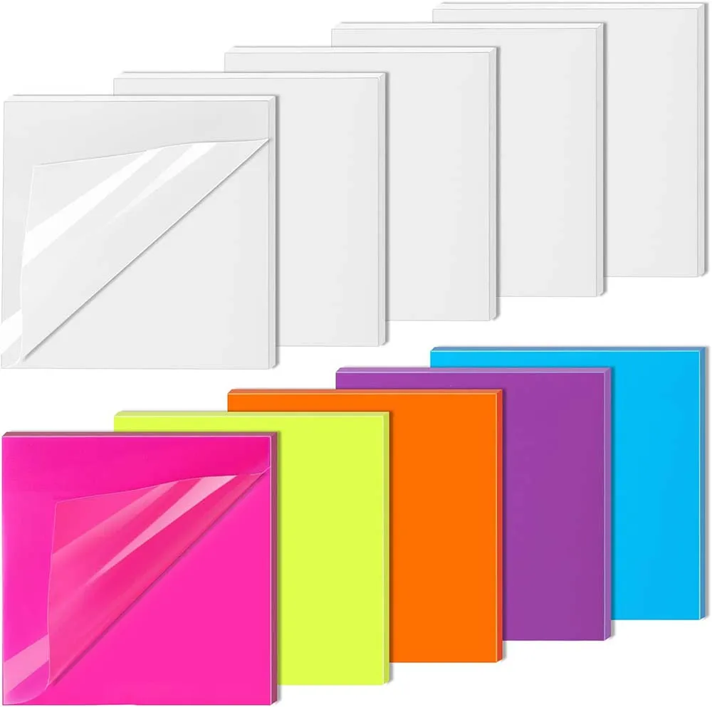 500 Sheets Transparent Sticky Notes Waterproof PET Memo Pad For Student Office Stationery School Supplies