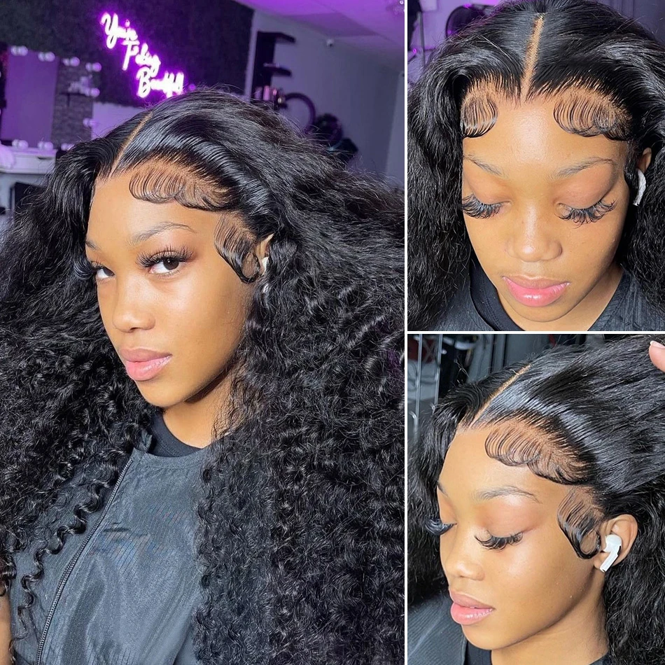 13X4 13X6 Deep Wave Lace Front Human Hair Wigs 30 32 36 Inch 4X4 5X5 Lace Closure Curly Brazilian Remy Hair Wig for Black Women