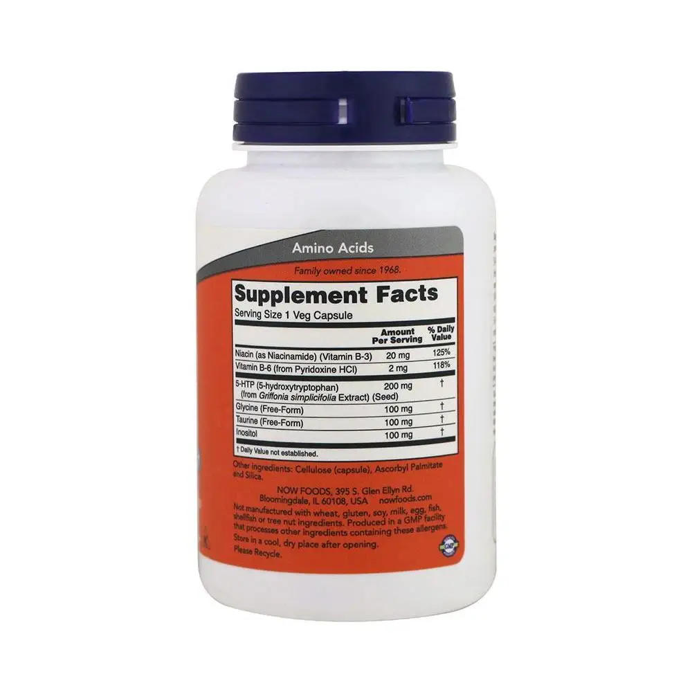 Аминокислота Нау 5-Гидрокситриптофан Now 5-HTP 200 мг 120 капсул |
