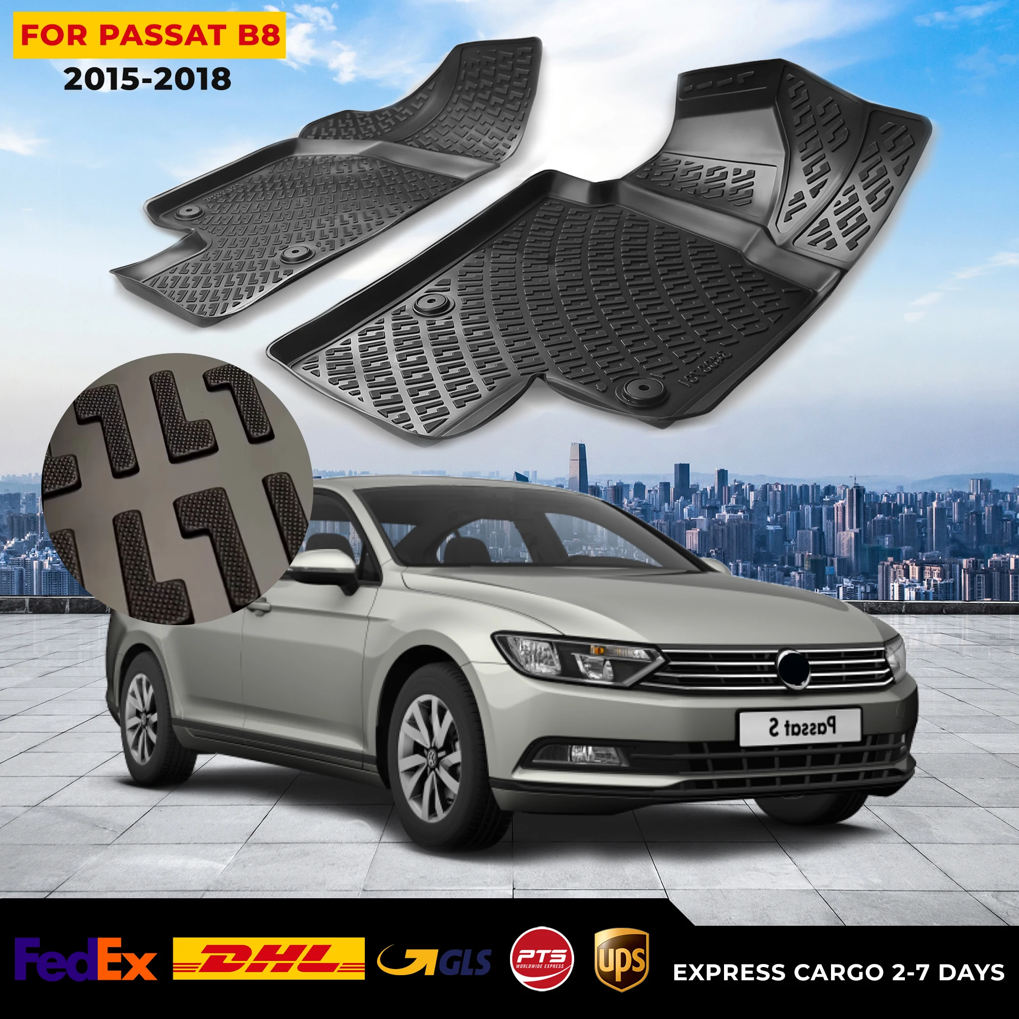 

Автомобильный 3D напольный коврик для Volkswagen Passat B8 2015-2018, водонепроницаемый специальный коврик для ног, аксессуары, коврики, Нескользящие