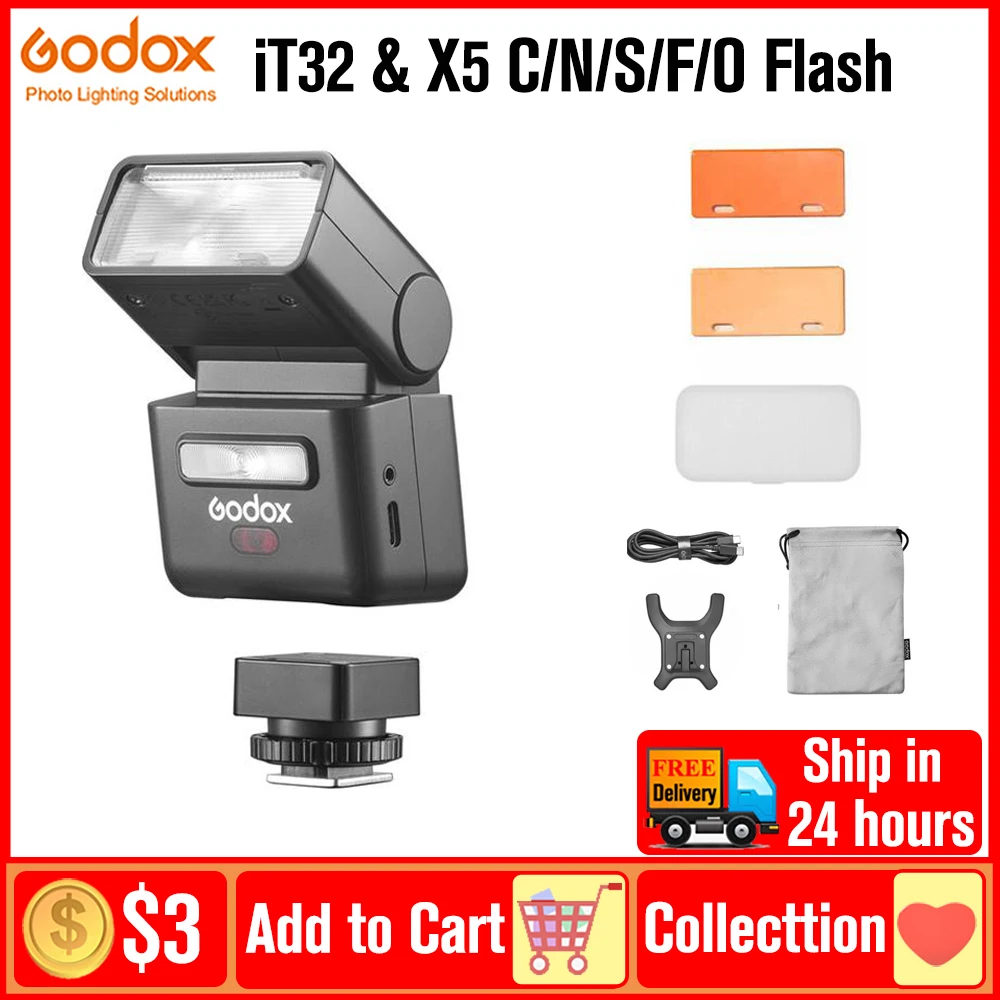 Фото Godox iT32 X5 C/N/S/F/O TTL iFlash Карманная вспышка для камеры HSS 2,4G Беспроводная вспышка для Canon Sony Nikon Olympus Fujifilm №1