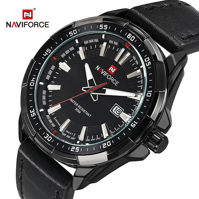 

NAVIFORCE Military Sport Watches Mens Waterproof Date Display Wrist Watch Genuine Leather Strap Clock Bracelet Relogio Masculino