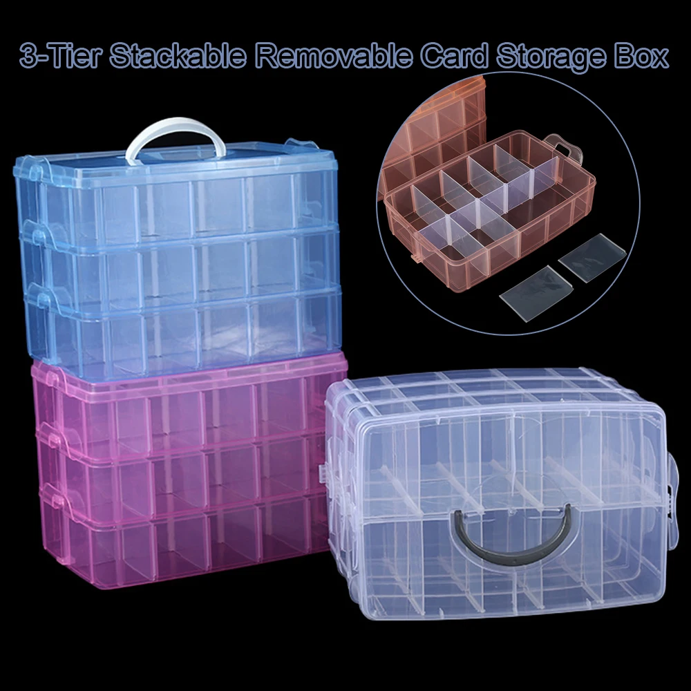 

New Diamond Painting Sewing Embroidery Storage Box Mosaic Bead 3 Tier Stackable Organizer Container Jewelry Removable Grid Case