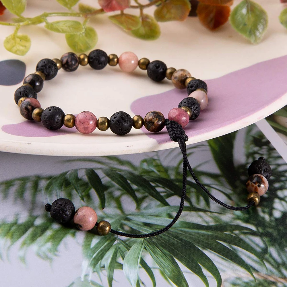 Браслет из лавового камня с рассеивателем эфирного масла исцеляющий кристалл