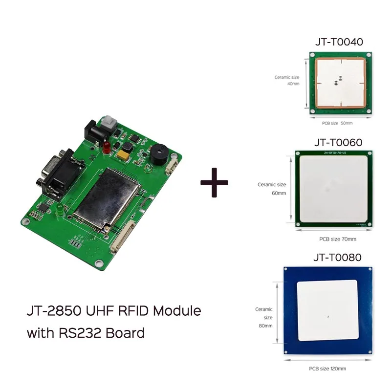 0-100CM Smallest Low Power UHF RFID PDA JT-2850 Module with 40mm Ceramic Antenna+RS232 Board