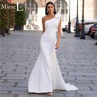 one shoulder bow wedding dresses for women satin mermaid wedding gown for bride sweep train backless sexy robe de mari%c3%a9e