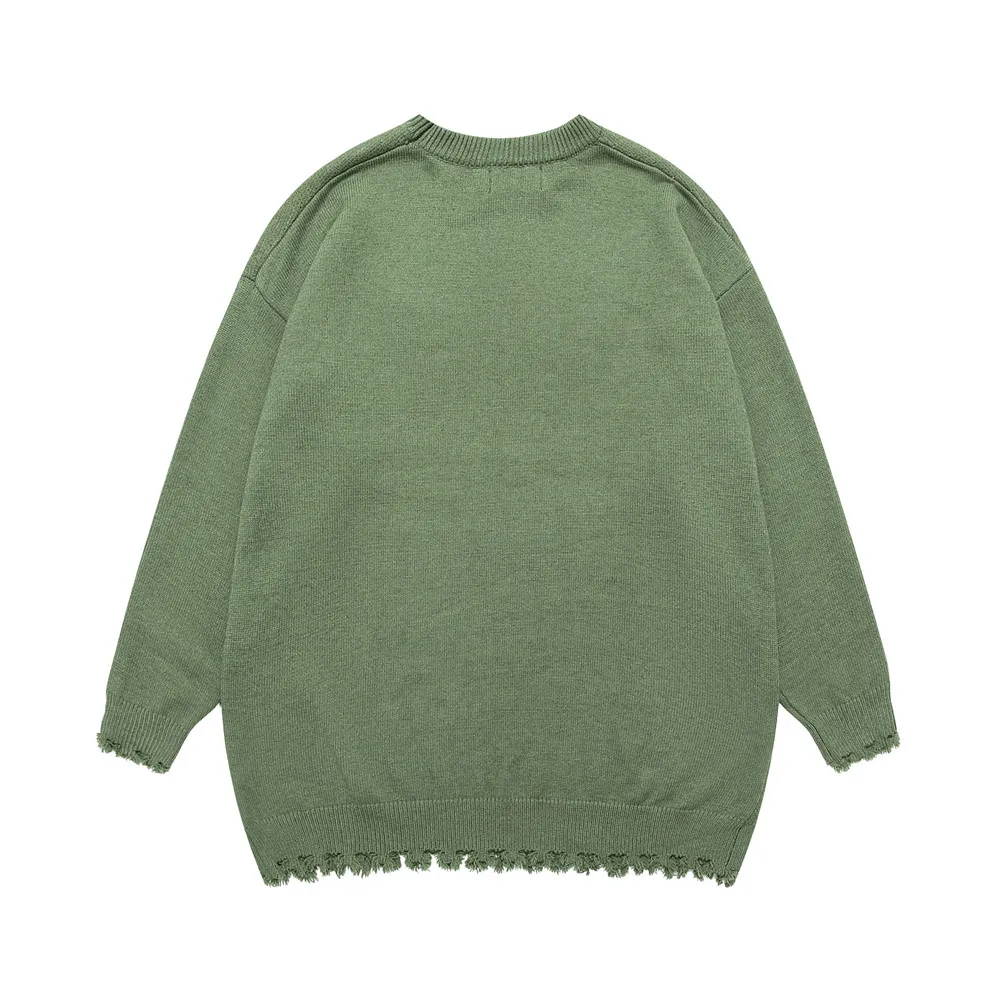 Harajuku Japanese Anime Graphic Sweater Hip Hop Streetwear 2023 Autumn Oversized Knitted Pullover for Men Fashion Свитера