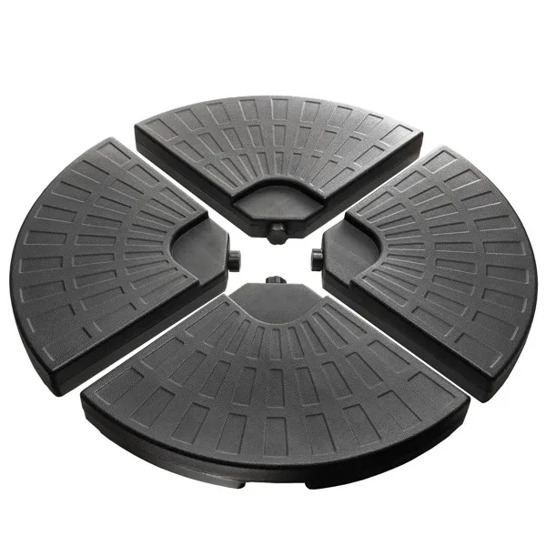 

Outdoor Plastic Free Standing Umbrella Base Set 4 piece Black Umbrella Circular Base suit UV Stability Easy Water or Sand Filled