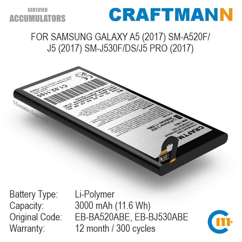 Аккумулятор Samsung GALAXY A5 (2017) SM-A520F/J5 SM-J530F/DS/J5 PRO (EB-BA520ABE/EB-BJ530ABE) | Мобильные телефоны и