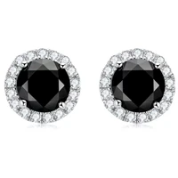 trendy 925 sterling silver 0 8ct black color moissanite stud earrings for women jewelry plated white gold pass diamond tester