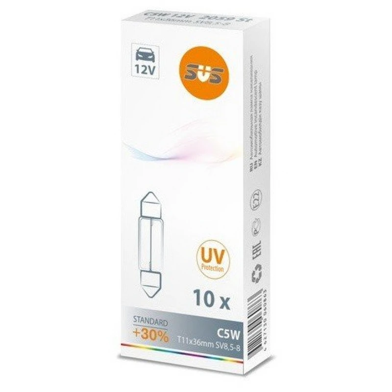Автолампа 12V C5W T11x36mm (SV8,5-8) SVS SILVERSTAR 0200059000