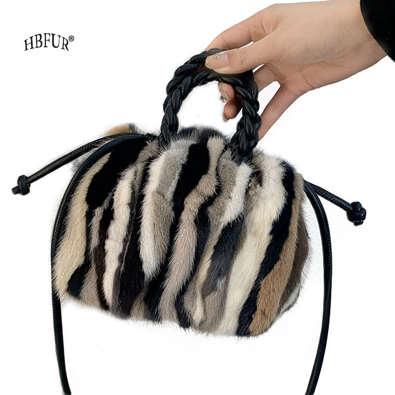 Сумка из натурального меха норки для женщин кожаная сумка плюшевая повседневная