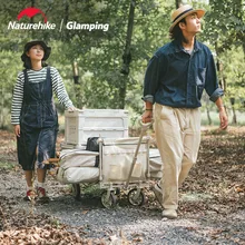 Naturehike 캠핑 접이식 휴대용 다기능 지퍼형 트롤리, 상단 창고가 있는 넓은 공간 수하물 보관 수레, 146L