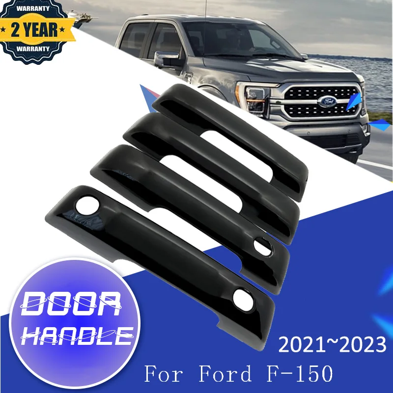 

Черная крышка для дверной ручки автомобиля Ford F-150 F150 F 150 2021 ~ 2023, автомобильная внешняя крышка, стикер, устойчивый к царапинам автомобильные аксессуары