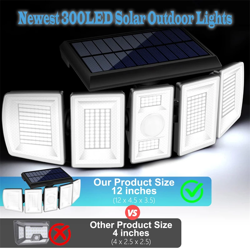 Новейшие уличные фонари на солнечной батарее 360 светодиодов 5 головок уличная