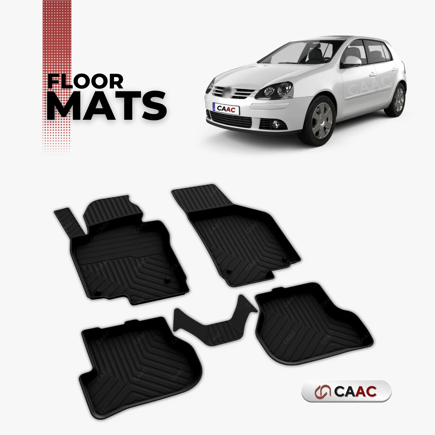 For VW Golf MK5 HB 5D 2003-2008 Floor Mats Lining All Air Molded 4D Black 5 Piece Sport Carpet Design Accessory Modified Ornament