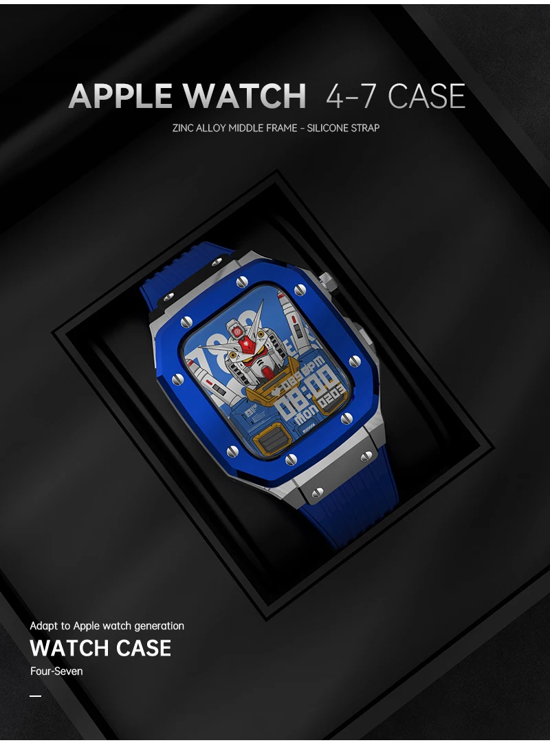 Modification Kit Metal Case+strap For Apple Watch bands Series 7 45mm Correa iWatch band 44mm