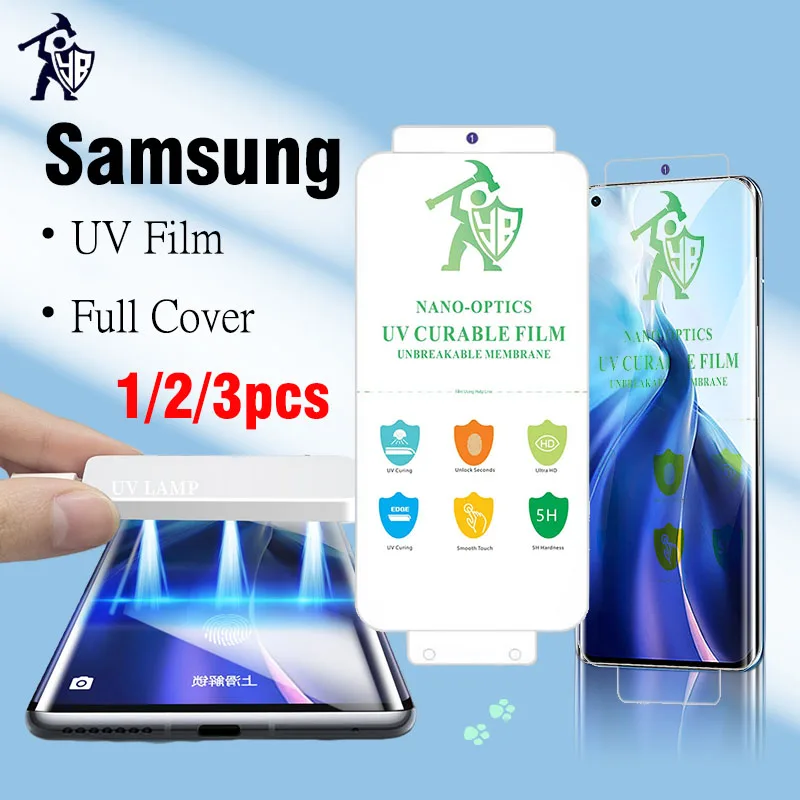 

UV Screen Protector For Samsung Galaxy S23 Ultra S22 Plus UV HD Soft Hydrogel Film For Sam S23 S22 S21 S20 NOTE 10 Plus Note 20