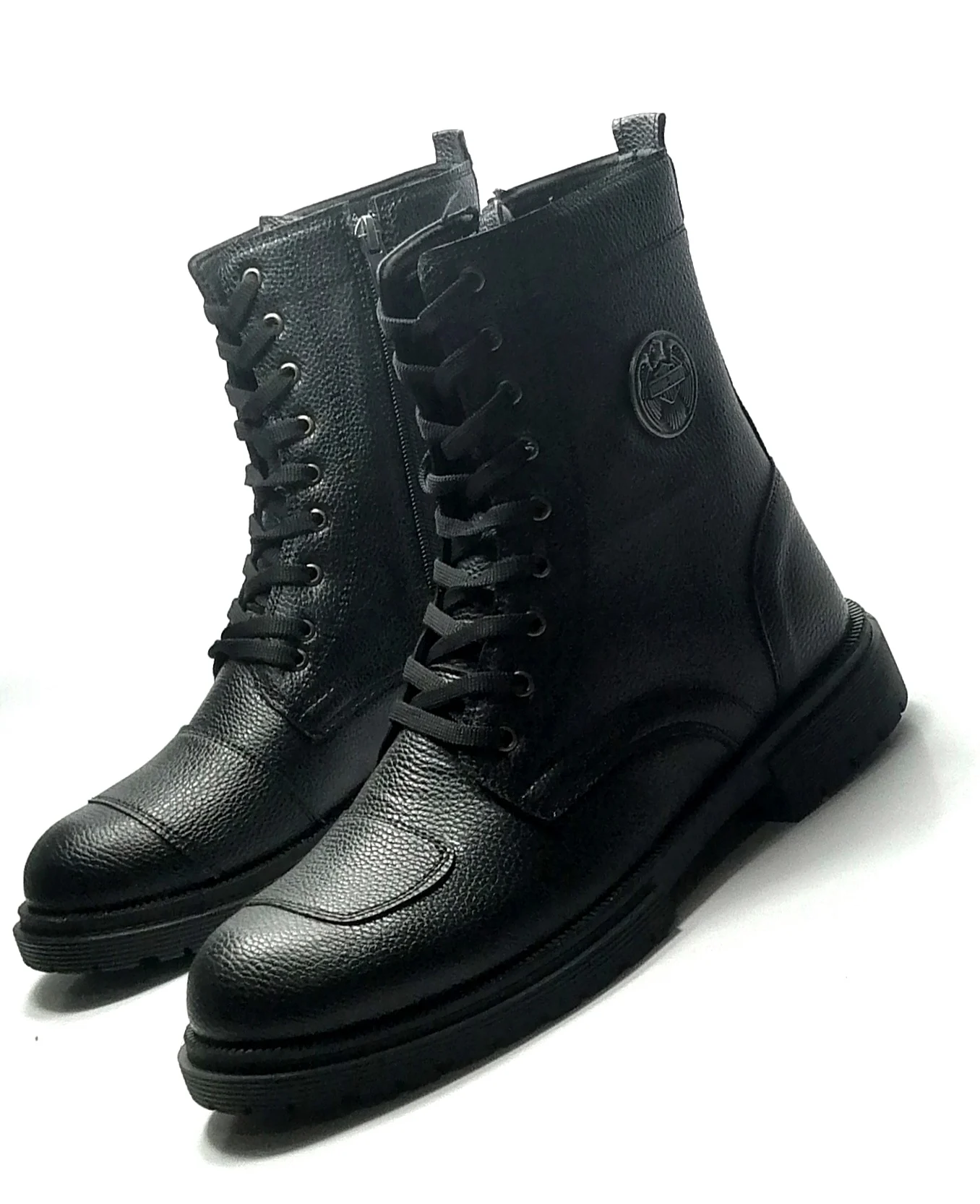 MEN'S BLACK NEW MODEL BOOTS RUBBER NON-SLIP SOLE WATER RESISTANT WARM INTERIOR SOLDIER MODEL BOOTS COMFORTABLE LUXURIOUS