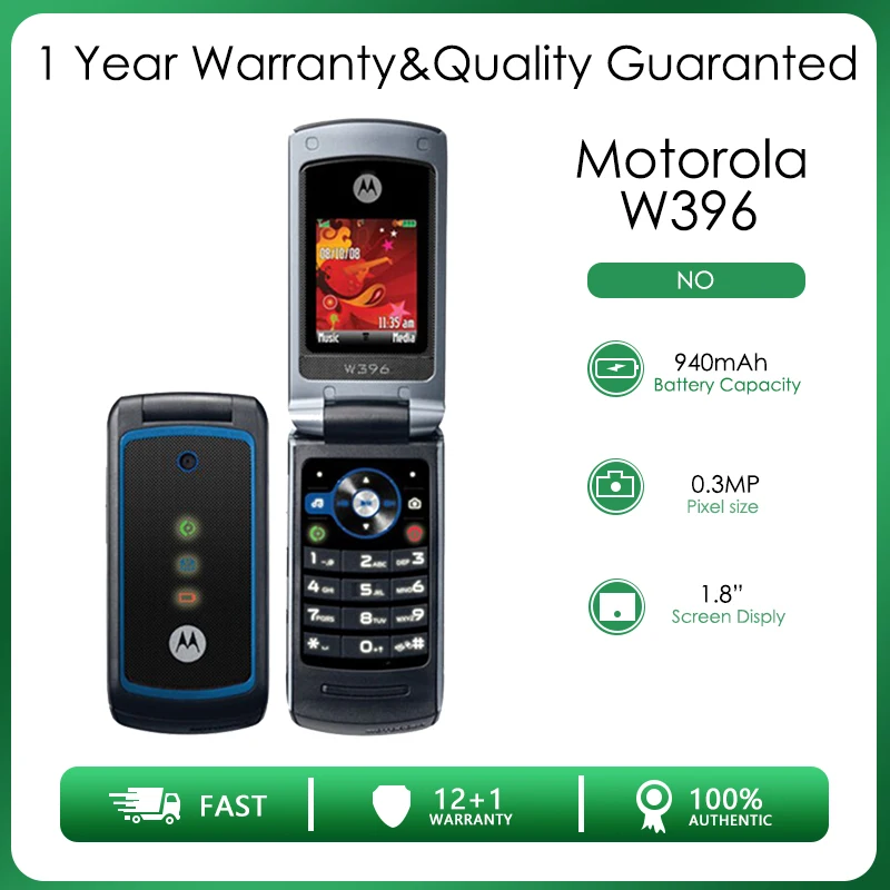 Motorola W396 Восстановленный-Оригинальный разблокированный GSM 900 / 1800 1 8 дюймовый