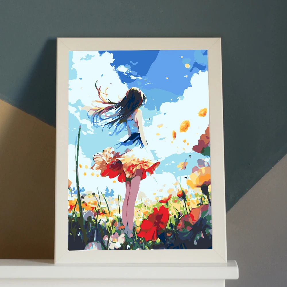 

Painting By Numbers Little Girl Back View Painting Paint Acrylic Handmade Adult Children Gift Wall Decoration by Digital Art