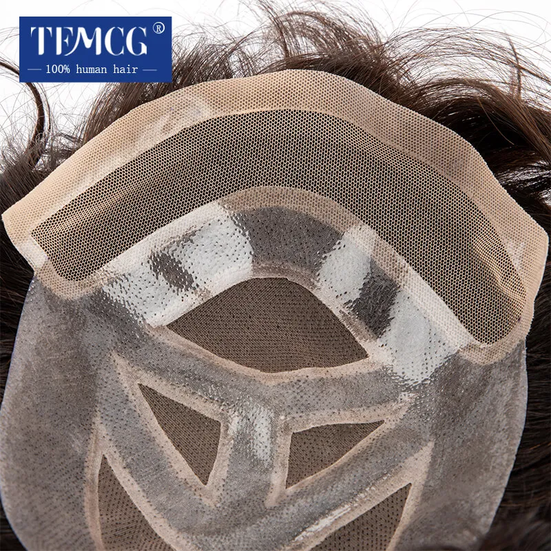 Mono & Pu With Lace Front Breathable For Male Hair Prosthesis 100% Indian Human Hair Toupee Men Wig Exhuast Systems Wig For Men