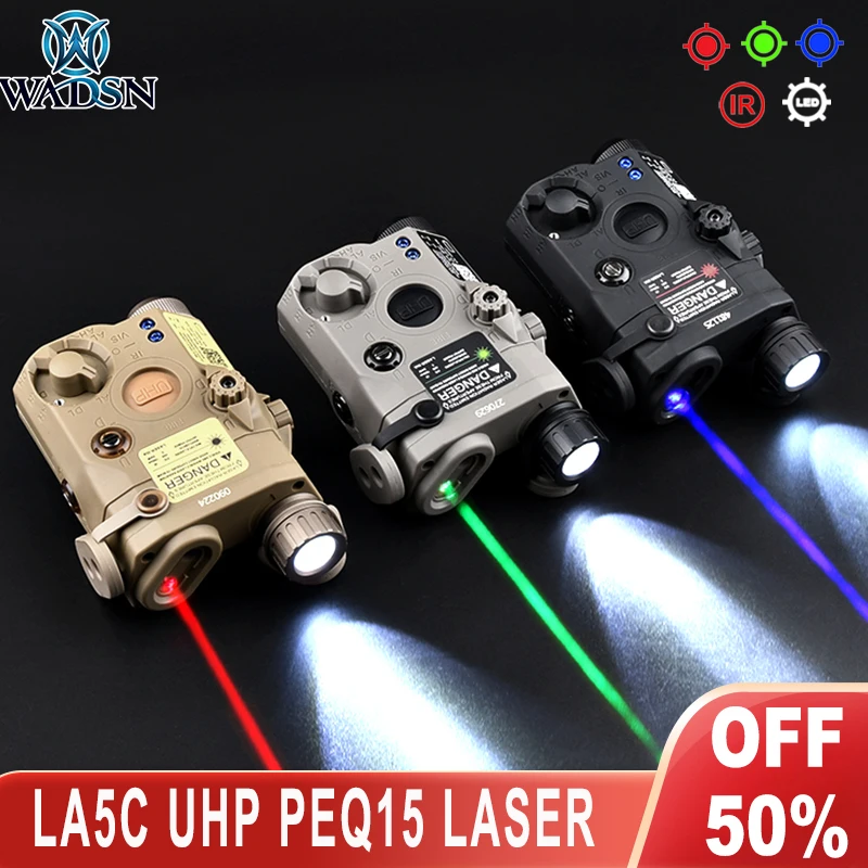 WADSN LA-5C UHP PEQ15 IR Laser Green Blue Red Dot Tactical Weapons for 20mm Rail White LED Flashlight Hunting Rifle Airsoft