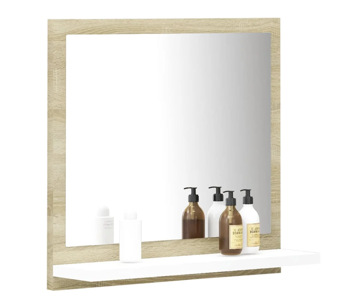 

Bathroom Mirror Gray 23.6"x4.1"x14.6" Engineered Wood, Bathroom Mirror With Shelf 40x37 cm Bathroom Furniture