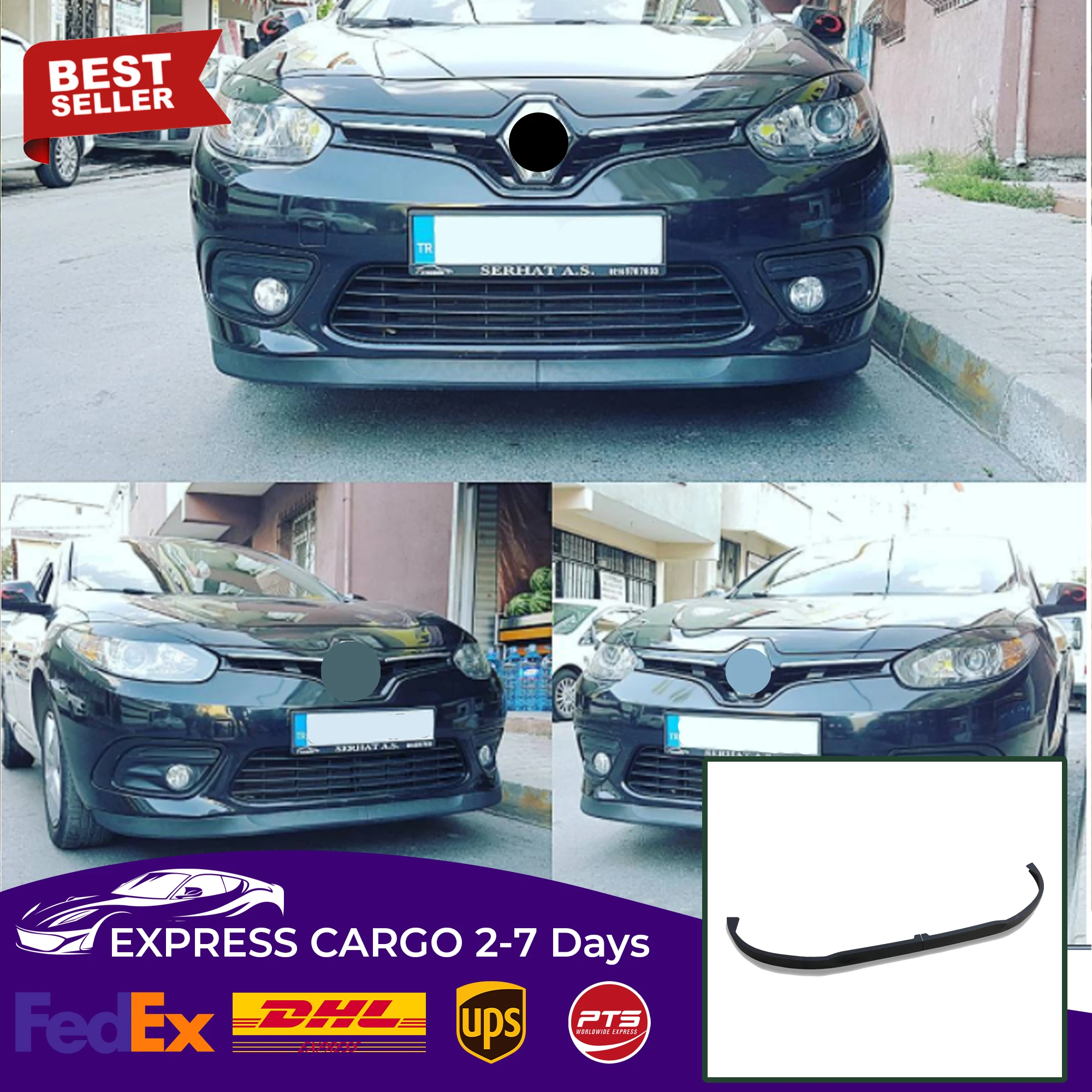 

For RENAULT FLUENCE Astra H Model LIP FRONT SPOILER BUMPER LIP Euro Spoiler Lip Universal 2 pcs Body Kit