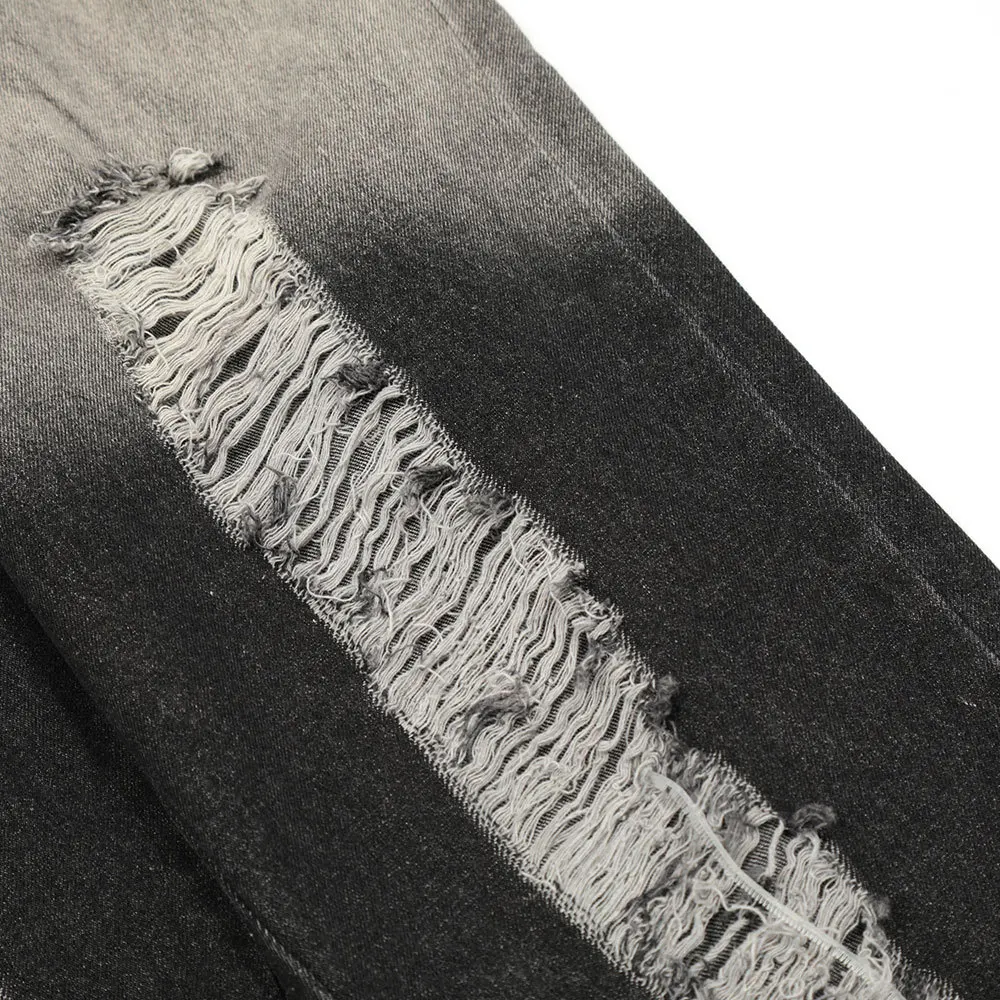 Gradient Tie-dye Straight Jeans Pants With Hole Ripped Aesthetic Denim Trousers For Men Women Loose Casual Washed Streetwear